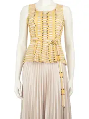 Yellow Printed Pattern Sleeveless Top