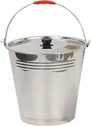 Milking Pail Stainless Steel Milk Bucket with Lid, 8. 65“ x7. 07”Metal Milk Jug Ice Bucket Goat Milking Bucket Multi- Liquid Container for Home Pasture Small Metal Bucket/1468