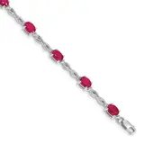 14k White Gold Natural Diamond and Ruby Bracelet
