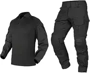[HARGLESMAN] Men's Tactical Military Suits Long Sleeve Waterproof Rip-Stop Uniforms Combat Shirt and Pants Elbow Knee Pads