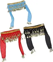 [Generic] 3pcs Waist Chain Outfits Apparel Costumes Fringe Belt Skirt Belly Dancing Hip Skirt Hip Scarf with Coins Belly Dancing Belt Belly Dancer Sequin Skirt Tassel Skirt Metal