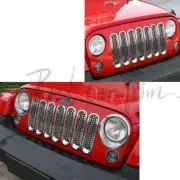 Cover Trim Mesh Grille Grill For Jeep Wrangler JK 2007-2015 Front Center Chrome