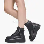 SHOES INSTYLE 美國 DEMONIA 原廠正品代購龐克歌德蘿莉帆布鍊條平底厚底靴 有大尺碼『黑色』