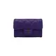 Chanel 雙淡金logo粒紋牛皮釦式卡夾/零錢包(AP0214-紫)