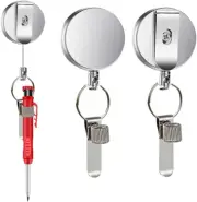 Pen Holders for Retractable Pens, All Metal, 27.5'' Pull Cord with Clip, Carp...