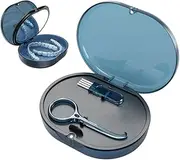 Shankuhl Aligner and Retainer Case (2nd Generation) With Mirror Dental Mouth Guard Case Compatible Special Magnetic Closure 1 Pcs (with Mirror)Retainer Case +1 Pcs Aligner Remover Hook +1Pcs Brush (Blue)