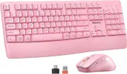 Wireless Keyboard and Mouse, Full-Sized Cordless Keyboard with Wrist Rest and 3