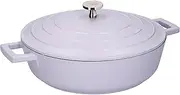 MasterClass Shallow Casserole Dish with Lid, Lightweight Cast Aluminium, Induction Hob and Oven Safe, Lavender, 4 Litre/28 cm