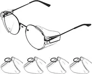 minkissy Safety Glasses Side Shields, 2 Pairs Slip on Clear Eye Glasses Side Shields, Anti-slip On Side Shields, Transparent Goggles Protective Eyewear