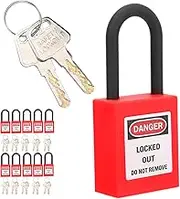 Lockout Tagout Lock Sets, 10 Sets Lockout Tagout Safety Padlock with Key, 38mm Industrial Engineering Insulation Security Tool for Factories for Electrical Lockout Tag Out Kits