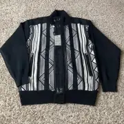 stacy adams Womens Mixed Material Sweater Jacket Black/ White M Button Front