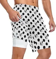 [ZZXXB] Bulldog Polka Dot Athletic Shorts for Men with Pockets 2 in 1 Quick Dry Running Shorts S-3XL