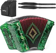 Accordion,34 key 12 Bass F/B/E 3412 3-Row Diatonic Button Accordions Instrument for Adults with Updated Case,Straps