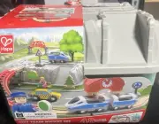 Hape City Train Bucket Set (48 pieces) - Note Case On Top Right Has Crack