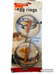 vintage Egg Rings with Wooden Handles. Set Of 2. New.