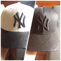 在飛比找蝦皮購物優惠-二手全新 MLB 白色 黑色logo 帽緣亮片 棒球帽 老帽