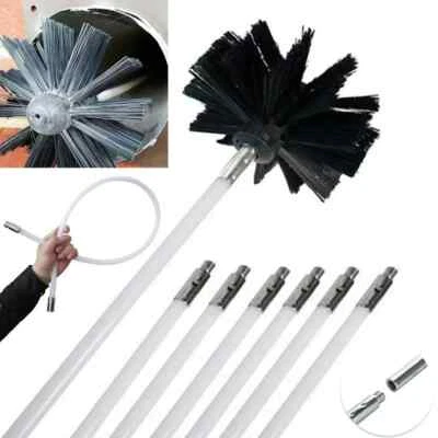 Chimney Brush Set w/ Long Rods Flue Sweeping Tool 100/150mm for Dryer Pipe