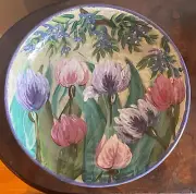 LESAL CERAMICS LARGE DECORATIVE BOWL 12.5" TULIPS - EXQUISITE! NEW