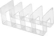 KALLORY Document Organizer Rack Transparent Desktop File Holder for Office Compartment Bookshelf for Sorting Documents Magazines and Folders for Home and Study Use