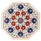 12" Marble side corner Table Pietra Dura Floral Inlay work handmade decor