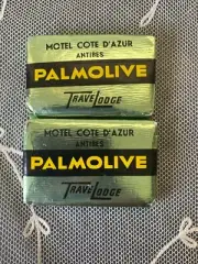 Vintage MOTEL COTE D'AZUR ANTIBES France PALMOLIVE Travel Lodge Mini Soap Bar x2