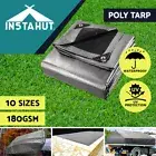 Instahut Tarpaulin Tarp Canvas Camping Poly Tarps Heavy Duty Cover 180gsm Silver