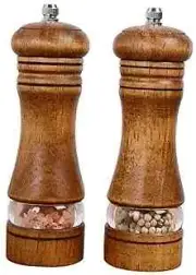 Pepper Grinder,Wood Salt and Pepper Grinder Mills Sets, Classic 6.5inch brown