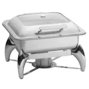 TableCraft CW40176 6 Qt. Fuel Round Chafer Dish w/ Slow-Closing Hinged Cover