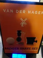 NIB Van Der Hagen Shave Set w/Soap, Badger Brush, Stand & Apothecary Mug