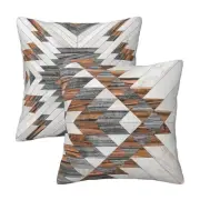 Farmhouse Throw Pillow 18" x 18" (Pack of 2) Western Aztec Wooden Native Indian