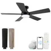 42'' Low Profile Ceiling Fan with Light,Black Flush Mount Ceiling Fan,DC Reve...
