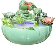 Tabletop Water Fountain Ceramic Gourd Office Desktop Feng Shui Wheel Lucky Ornament Living Room Home Decorations Bonsai Circulation Water Car Office Relaxation Meditation Fountain