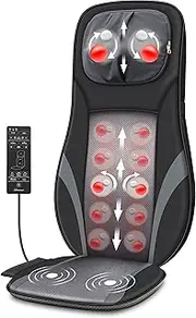 Snailax Shiatsu Back Massager With Heat -Deep Kneading Massage Chair Pad With Adjustable Intensity, Shiatsu Chair Massager To Relax Full Body Muscle Pain Sl234