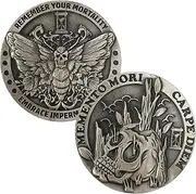 Stoic Reminder Challenge Coin: Memento Mori Carpe Diem Pocket Token for Daily Reflection