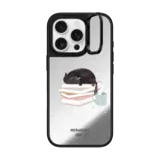 iPhone 16 Pro Mirror Ring Stand Case MagSafe Compatible Book cat by Moonaries illo