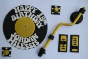 edible 3D DJ TURNTABLE RECORD ARM SWITCHES complete cake KIT topper decoration
