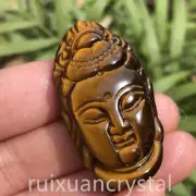 1pc Natural Tiger's eye Quartz Hand-Carved Buddha skull Crystal Reiki healing