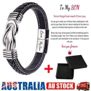 To My Son To My Grandson Bracelet Love You Forever Braided Leather Knot Bracelet