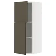 METOD wall cabinet with shelves/2 doors, white/Havstorp brown-beige, 40x37x100 cm