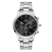 Daniel Wellington Iconic Chronograph 42 Link Silver & Black Sunray Watch