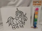 Handmade Kids 8" x 10" Black and White Canvas Paint Set (Unicorn)