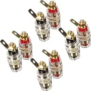 Mellisso 8X New Amplifier Speaker Terminal Binding Post 4mm Banana Plug Jack