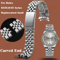 在飛比找蝦皮購物優惠-實心不銹鋼錶帶,適用於勞力士 DATEJUST 彎曲末端錶帶