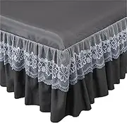 BBPM Bed Skirt Solid Color Bed Skirt Ruffled Bed Skirt Cover Bedroom Bed Cover Bed Skirt Non-Slip Mattress Cover Bedsheet/Bedspread,Black,King/200 * 200cm