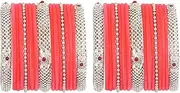 [Efulgenz] Indian Oxidized Jewelry for Navratri Beaded Oxidized Bangles for Women Bracelet Set Plain Velvet Bangle with Beaded Metal Bangle Indian Wedding Bridal Bangles Set Indian Boho Bohemian Jewelry