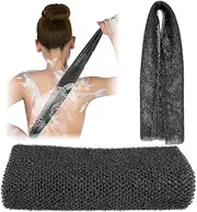 COMNICO African Bath Sponge Long Net Exfoliating Shower Body Scrubber Flat Back Scrubber Foot Scalp Scrub Dead Skin Removal Skin Smoother for Men Women (Black)