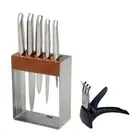 Furi Pro Stainless Steel 7 Piece Knife Block Set with Diamond Sharpener