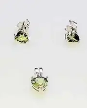 Heart Shaped Peridot Earrings and Necklace