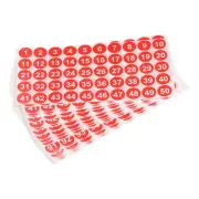 1 to 100 Number Stickers Number Label Self Adhesive Red and White , Pack of 20