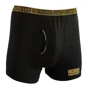 Mens Cotton Modal Boxer Briefs Black/ Gold - Frank and Beans Underwear